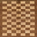 Square Abstract Orange Checkered Rug, abs195