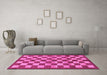 Machine Washable Checkered Pink Modern Rug in a Living Room, wshabs195pnk