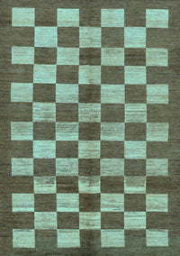 Checkered Light Blue Modern Rug, abs195lblu