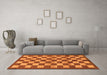 Machine Washable Checkered Orange Modern Area Rugs in a Living Room, wshabs195org