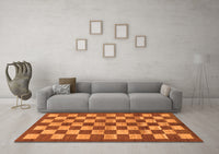 Machine Washable Checkered Orange Modern Rug, wshabs195org