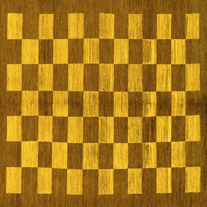 Square Checkered Yellow Modern Rug, abs195yw