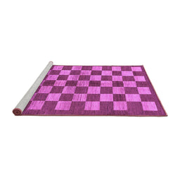 Sideview of Machine Washable Checkered Purple Modern Area Rugs, wshabs195pur