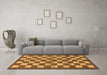 Machine Washable Checkered Brown Modern Rug in a Living Room,, wshabs195brn