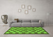 Machine Washable Checkered Green Modern Area Rugs in a Living Room,, wshabs195grn