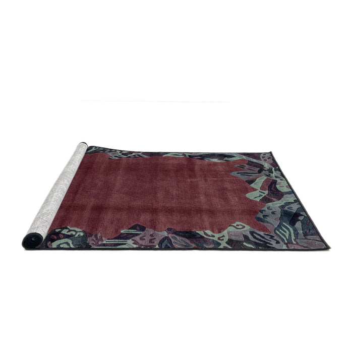 Sideview of Machine Washable Abstract Purple Rug, wshabs1960
