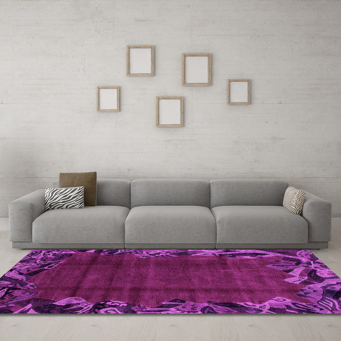 Machine Washable Abstract Pink Modern Rug in a Living Room, wshabs1960pnk