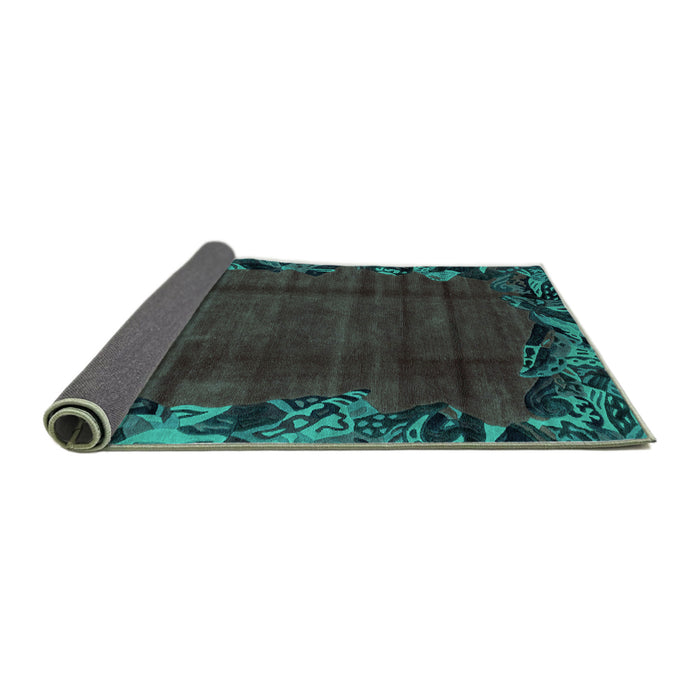 Sideview of Abstract Turquoise Modern Rug, abs1960turq