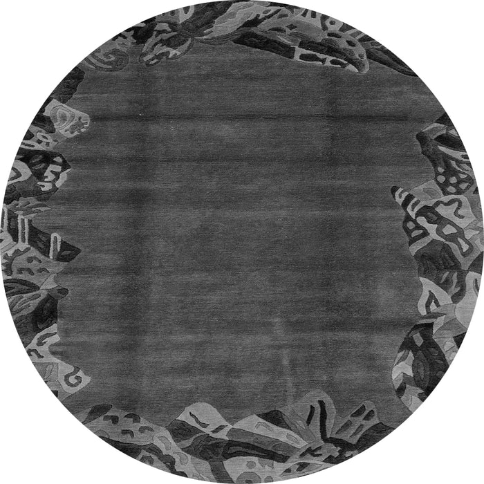Round Machine Washable Abstract Gray Modern Rug, wshabs1960gry