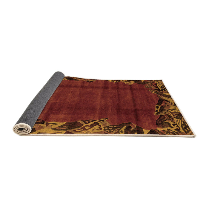 Sideview of Abstract Orange Modern Rug, abs1960org