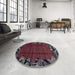 Round Machine Washable Abstract Purple Rug in a Office, wshabs1960