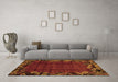 Machine Washable Abstract Orange Modern Area Rugs in a Living Room, wshabs1960org