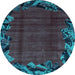 Round Machine Washable Abstract Light Blue Modern Rug, wshabs1960lblu