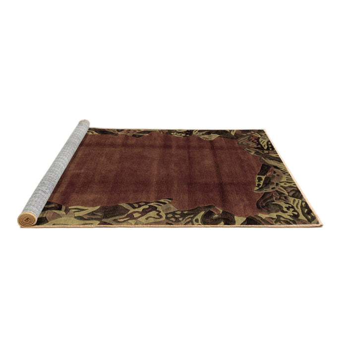 Sideview of Machine Washable Abstract Brown Modern Rug, wshabs1960brn
