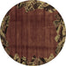 Round Machine Washable Abstract Brown Modern Rug, wshabs1960brn