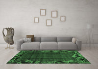 Machine Washable Abstract Emerald Green Modern Rug, wshabs1960emgrn