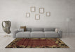 Machine Washable Abstract Brown Modern Rug in a Living Room,, wshabs1960brn