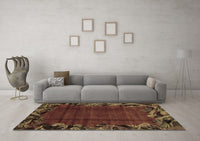 Machine Washable Abstract Brown Modern Rug, wshabs1960brn