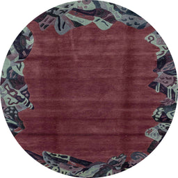 Round Abstract Purple Modern Rug, abs1960