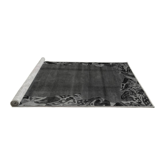 Sideview of Machine Washable Abstract Gray Modern Rug, wshabs1960gry