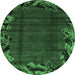 Round Abstract Emerald Green Modern Rug, abs1960emgrn