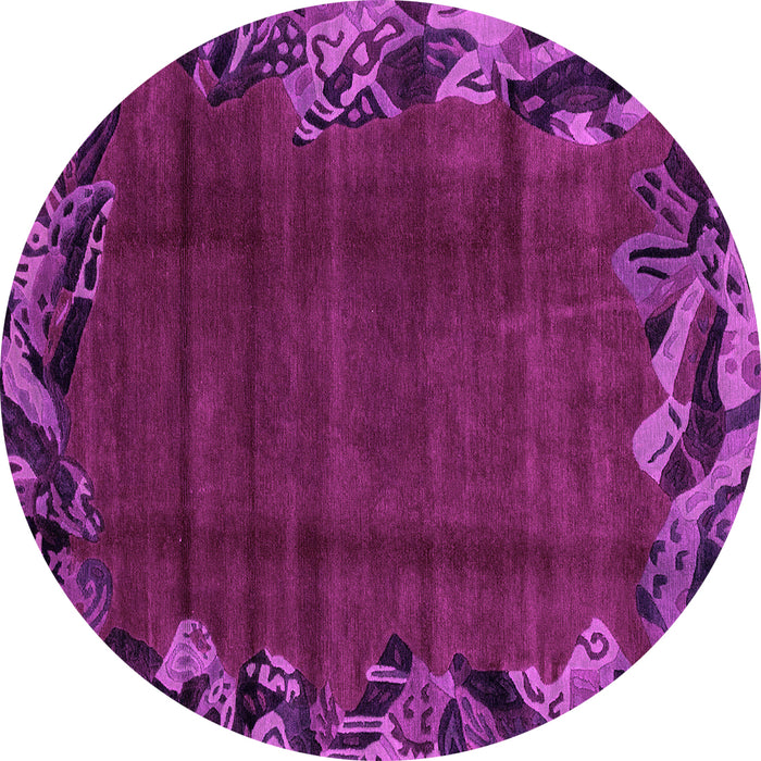 Round Machine Washable Abstract Pink Modern Rug, wshabs1960pnk