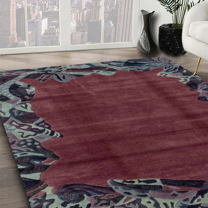 Machine Washable Abstract Purple Rug in a Family Room, wshabs1960