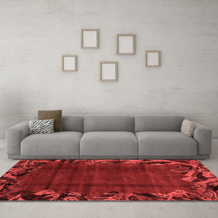 Modern Red Washable Rugs