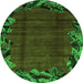 Round Abstract Green Modern Rug, abs1960grn