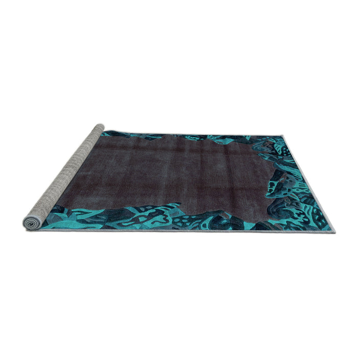 Sideview of Machine Washable Abstract Light Blue Modern Rug, wshabs1960lblu