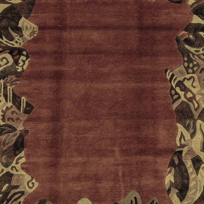 Machine Washable Abstract Brown Modern Rug, wshabs1960brn