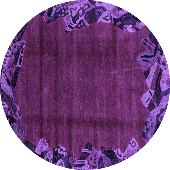 Round Abstract Purple Modern Rug, abs1960pur