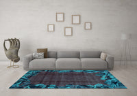 Machine Washable Abstract Light Blue Modern Rug, wshabs1960lblu