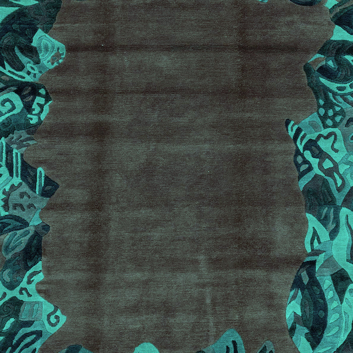 Machine Washable Abstract Turquoise Modern Area Rugs, wshabs1960turq