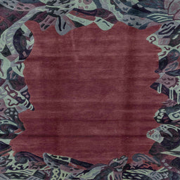 Square Abstract Purple Modern Rug, abs1960