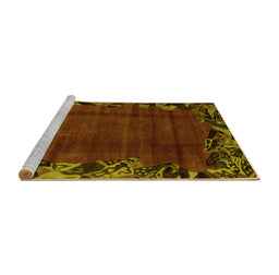 Sideview of Machine Washable Abstract Yellow Modern Rug, wshabs1960yw