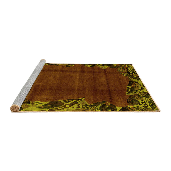 Sideview of Machine Washable Abstract Yellow Modern Rug, wshabs1960yw