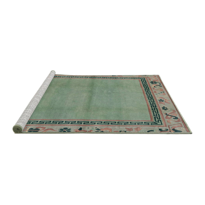 Sideview of Machine Washable Abstract Green Rug, wshabs1961