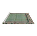 Sideview of Machine Washable Abstract Green Rug, wshabs1961