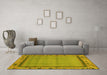 Machine Washable Oriental Yellow Asian Inspired Rug in a Living Room, wshabs1961yw
