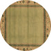 Round Oriental Brown Asian Inspired Rug, abs1961brn