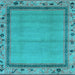 Square Machine Washable Oriental Light Blue Asian Inspired Rug, wshabs1961lblu