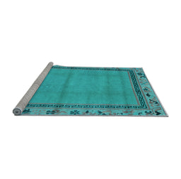Sideview of Machine Washable Oriental Light Blue Asian Inspired Rug, wshabs1961lblu