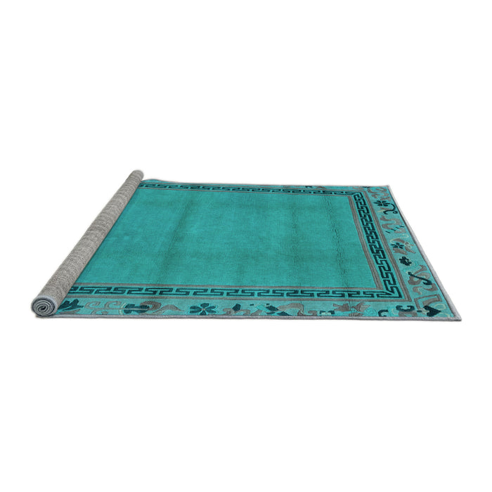 Sideview of Machine Washable Oriental Light Blue Asian Inspired Rug, wshabs1961lblu