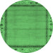 Round Oriental Emerald Green Asian Inspired Rug, abs1961emgrn