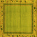 Square Machine Washable Oriental Yellow Asian Inspired Rug, wshabs1961yw