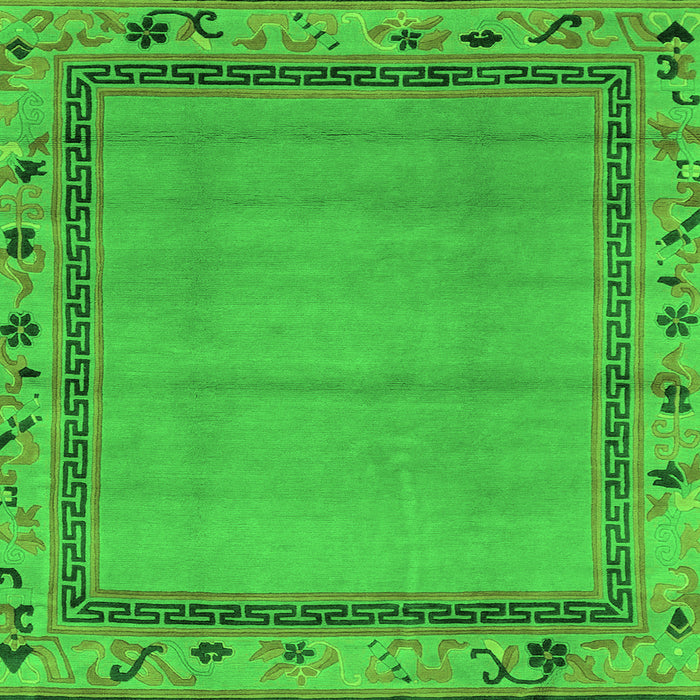 Square Machine Washable Oriental Green Asian Inspired Area Rugs, wshabs1961grn