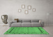 Machine Washable Oriental Emerald Green Asian Inspired Area Rugs in a Living Room,, wshabs1961emgrn