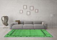 Machine Washable Oriental Emerald Green Asian Inspired Rug, wshabs1961emgrn