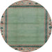 Round Abstract Green Oriental Rug, abs1961